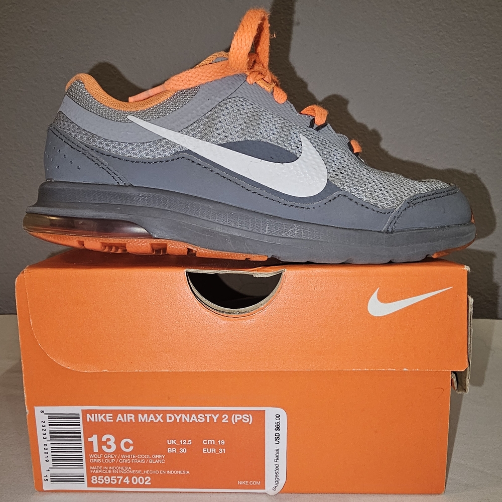 Nike Air Max Dynasty 2 PS Gray and Orange Sneakers